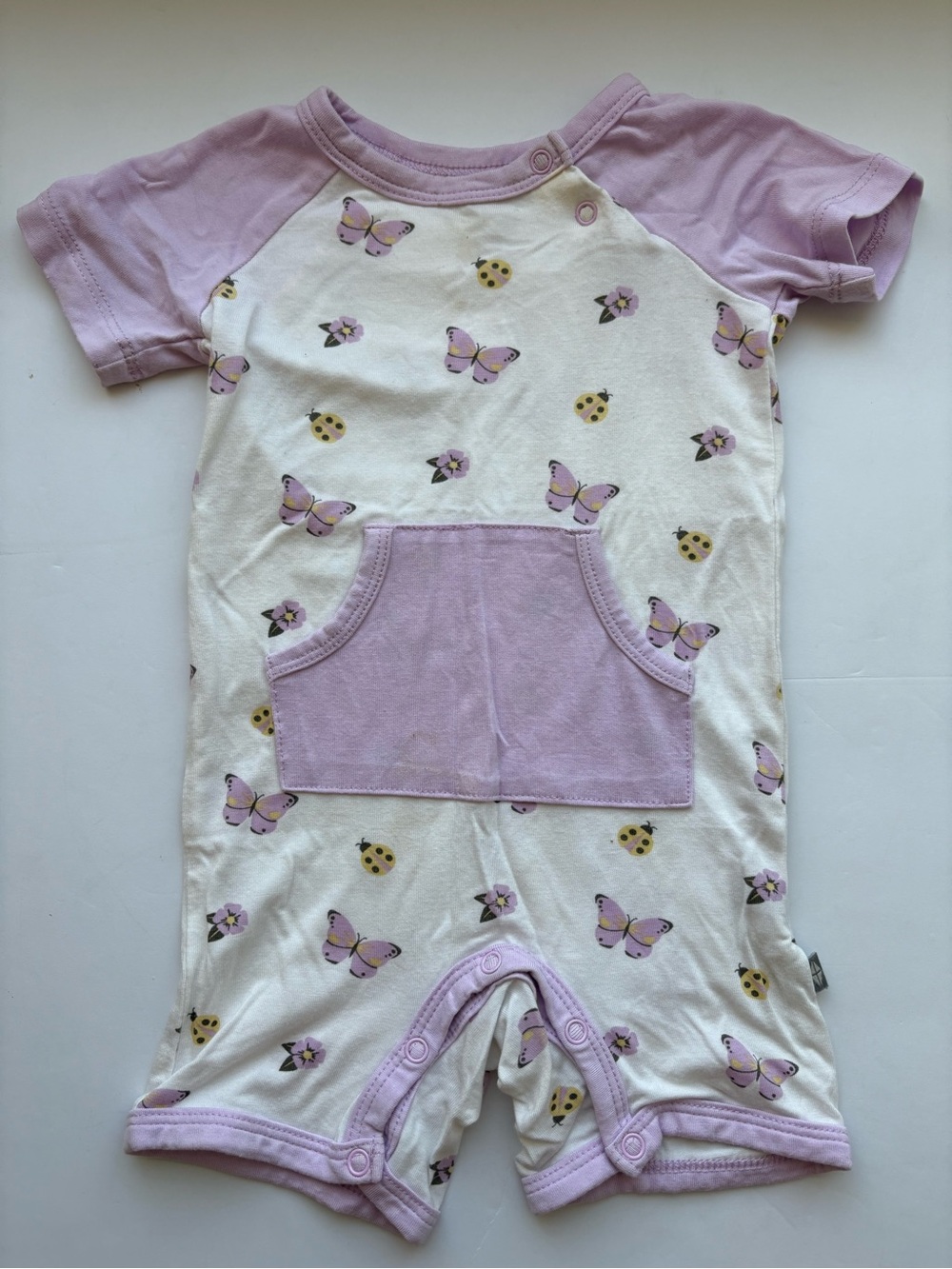 Kyte BABY Lavender & White Butterfly Flutter Shortall 6-12Months